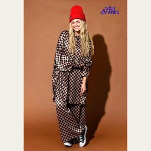 Dressed In Lala: Satin Oversized Playsuit, Iced Coffee